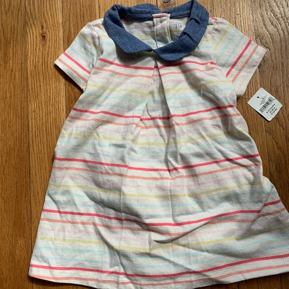 NWT BABY GAP 100% COTTON STRIPED DRESS (6-12 MO) - Picture 1 of 6